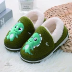 Chaussons Dino pour garçon en coloris vert vif