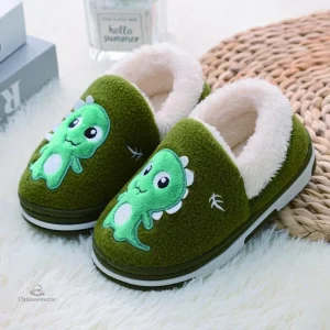 Chaussons Dino pour garçon en coloris vert vif