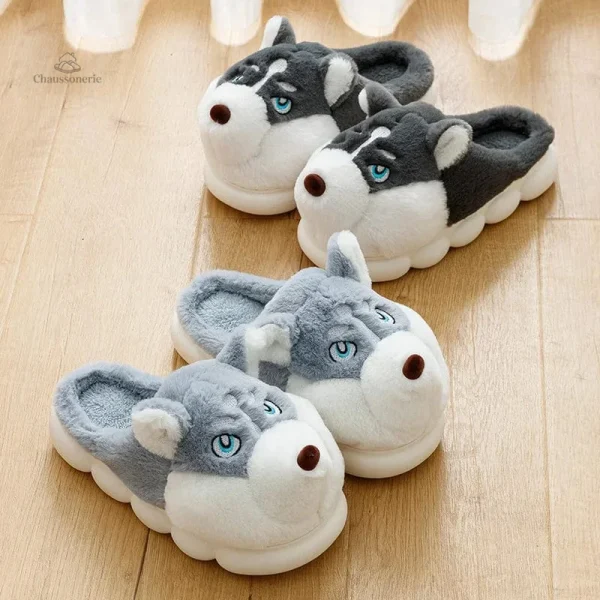 Chausson homme avec motif de loup