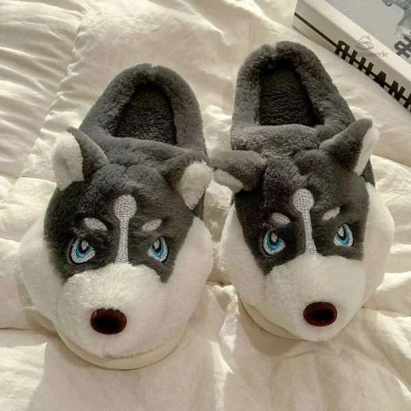 Chaussons pour homme, look ludique loup
