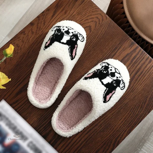 Chaussons humoristiques pour hommes, design chien