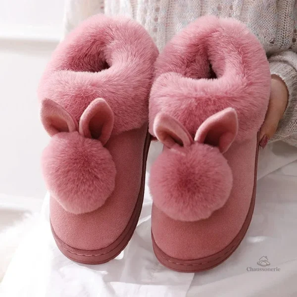 Chaussons doux avec design lapin pour femme