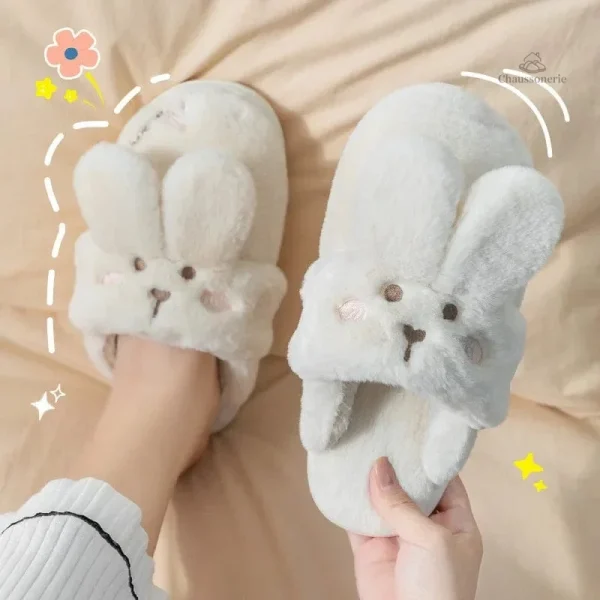 Chaussons doux et confortables avec design lapin