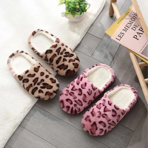 Chaussons Hiver Femme Chauds Léopard