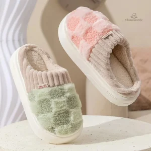 Chausson Femme Hiver à motifs à carreaux