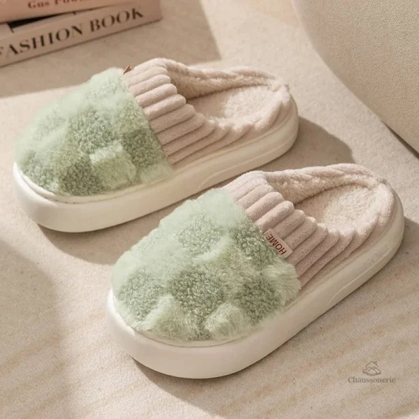 Chausson à motifs carreaux pour femme