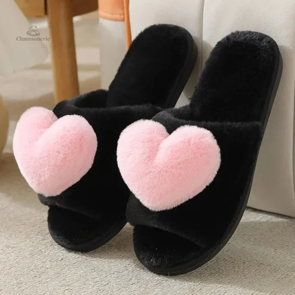 Chausson doux avec motif cœur