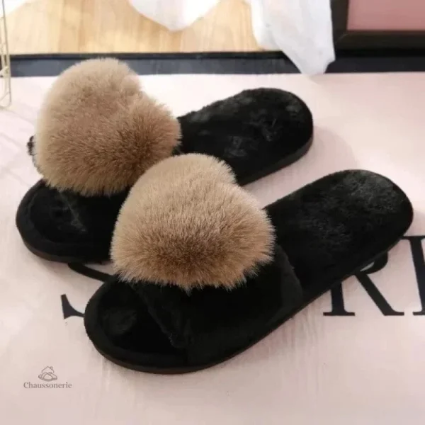 Chausson Mule Ouverte Femme Cœur - vue 2