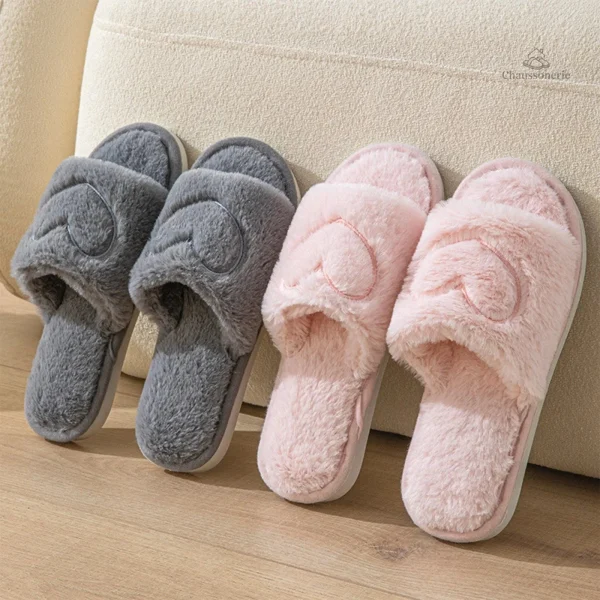 Mule femme hiver avec motif cœur