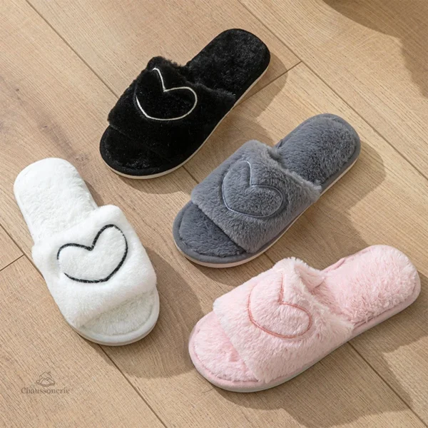 Mule hiver femme design cœur