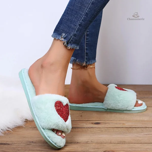 Chausson ouvert femme décoré de paillettes