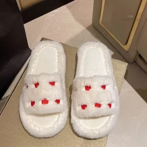 Chausson mule ouverte femme Petits Cœurs