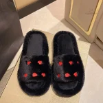 Chausson d'hiver femme style mule Petits Cœurs