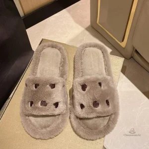 Chausson femme confort hiver motif cœurs