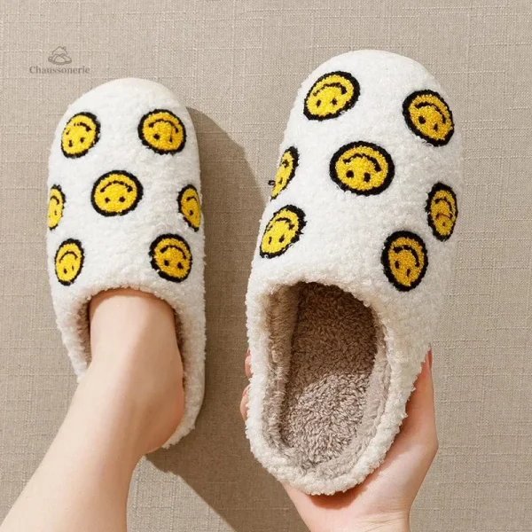 Chausson Rigolo Smiley Jaune pour femmes