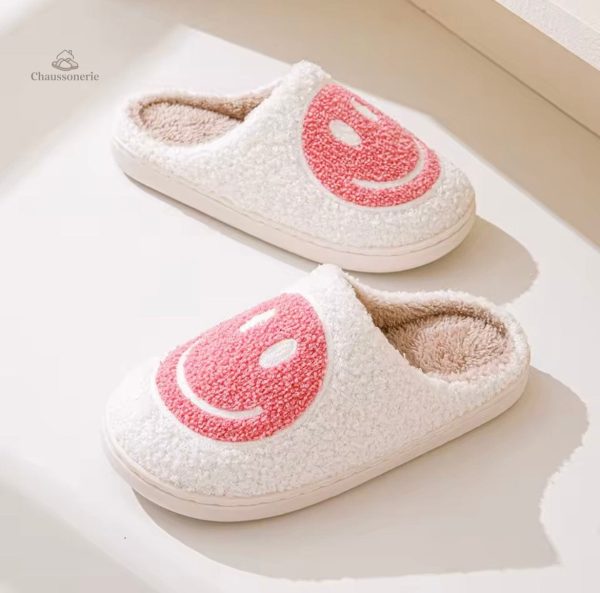 Chausson femme rose édition Smiley amusante
