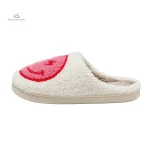 Chausson femme rose avec motif Smiley joyeux