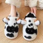 Chaussons originaux femme vache en peluche