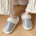 Chaussons fourrés pailletés pour femme