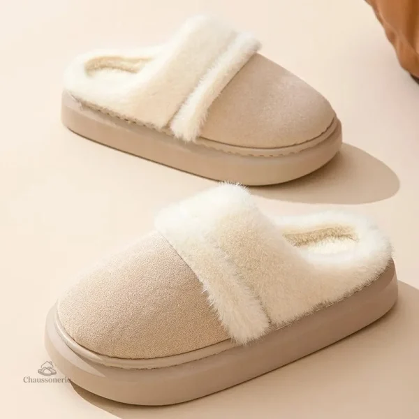 Chaussons Fourrés Femme avec Semelle Antidérapante