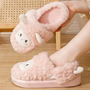 Chaussons fourrés femme Kawaii confortables et doux