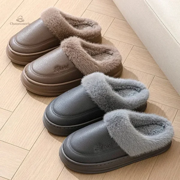 Chaussons homme en matériau imperméable